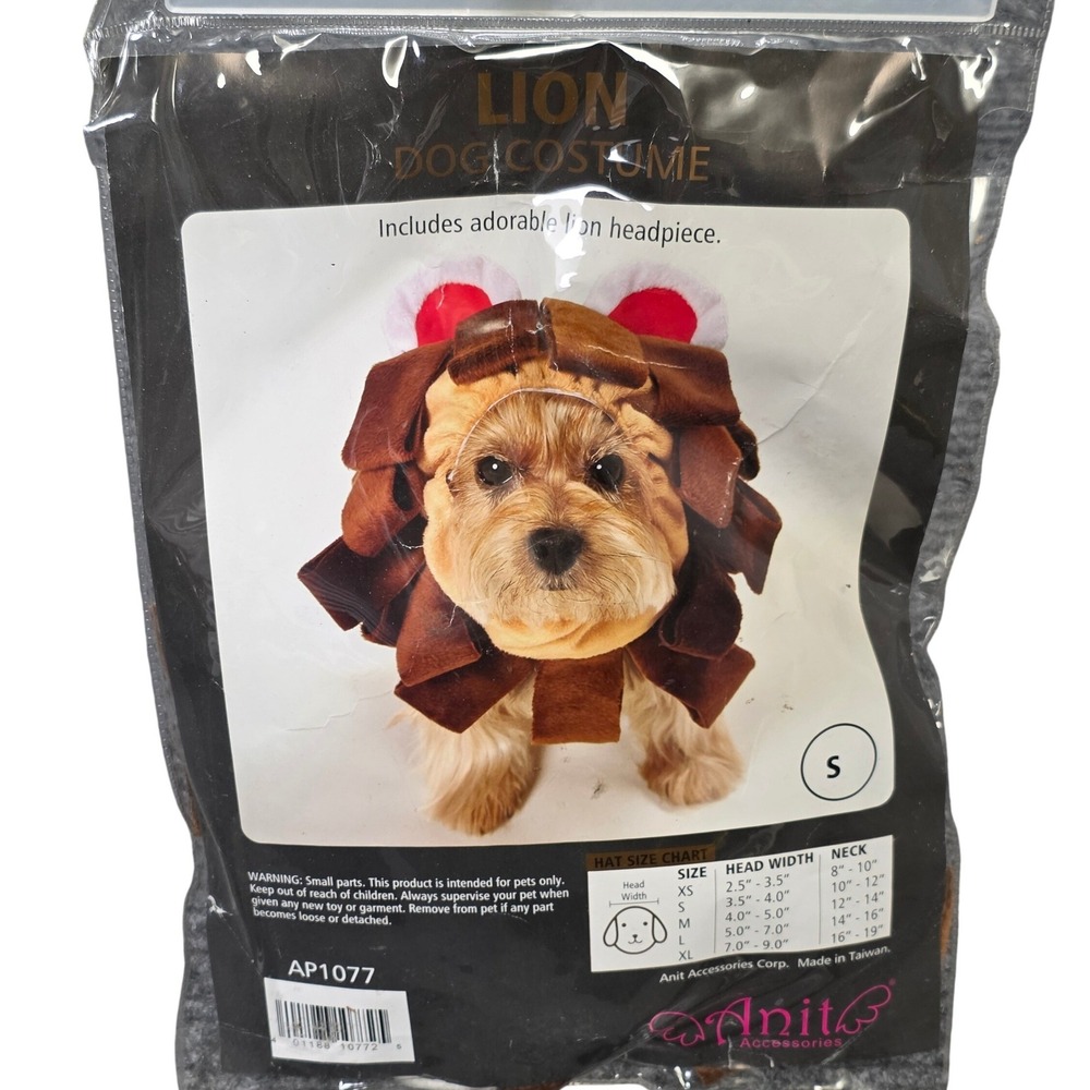 Anit Accessories Lion Dog Costume Headpiece Brown Sizs Small Lion Mane New